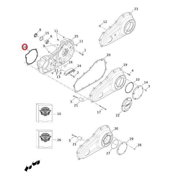 PRIMARY HOUSING / CRANKCASE GASKET – těsnění krytu primáru - 25700455