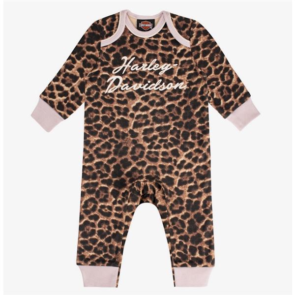 Harley-Davidson dětské dupačky Leopard – Leopardí vzor/Světle růžová – 3003623
