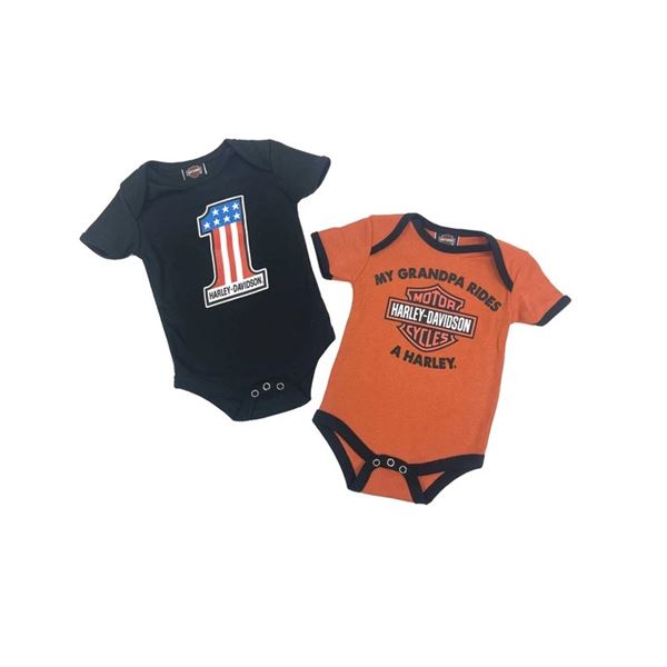 Harley-Davidson set 2x kojenecké body #1 RWB a My Grandpa Rides a Harley – 3059435