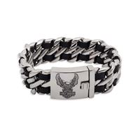 Harley-Davidson pánský náramek Flying Eagle – Nerez a černá kůže – 34B00266
