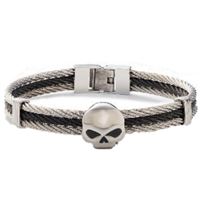 Harley-Davidson pánský náramek Willie G Two-Tone Wire Cuff – Nerez a hematit – 34B00267