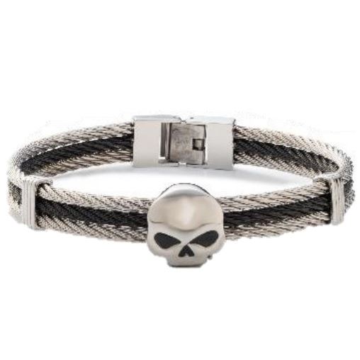 Harley-Davidson pánský náramek Willie G Two-Tone Wire Cuff – Nerez a hematit – 34B00267