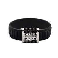 Harley-Davidson pánský silikonový náramek Bar & Shield Stud – Černá – 34B00278
