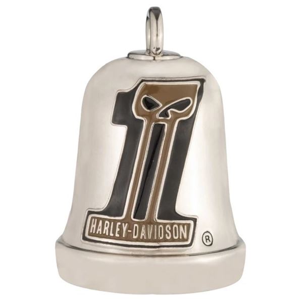 Harley-Davidson zvonek Guardian Ride Bell – #1 Willie G Skull – Stříbrná – 34M00324