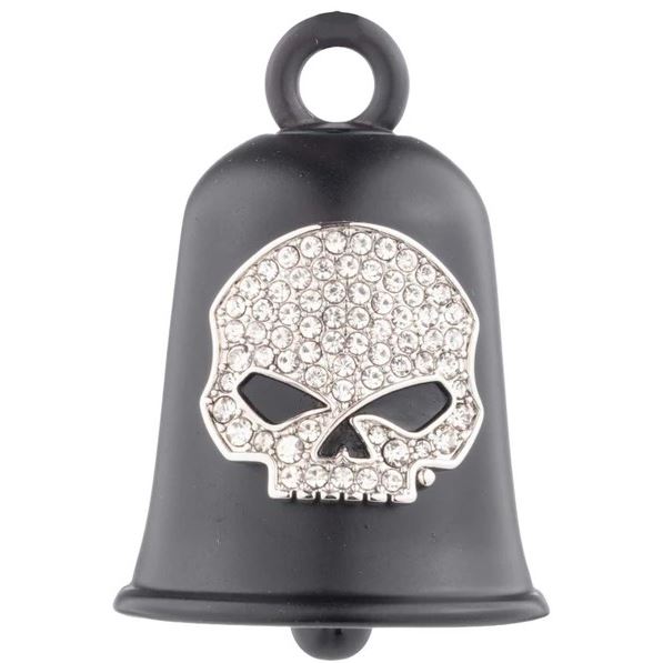Harley-Davidson zvonek Guardian Ride Bell – Pave Crystal Willie G Skull – Černá – 34M00329