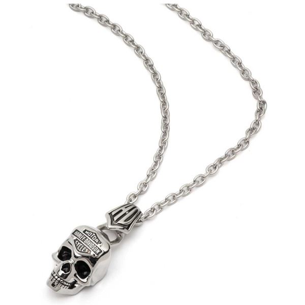 Pánský náhrdelník s přívěskem Skull & Bar & Shield 34N00281