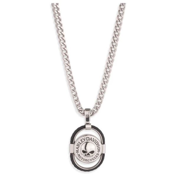 Harley-Davidson pánský náhrdelník s příveskem Willie G Skull – Stříbrná – 34N00340