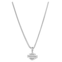 Harley-Davidson dámský náhrdelník s přívěskem Pave Crystal Bar & Shield – Stříbrná – 34N00343