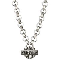 Harley-Davidson pánský náhrdelník Bar & Shield Thick Link Chain – Stříbrná – 34N00344