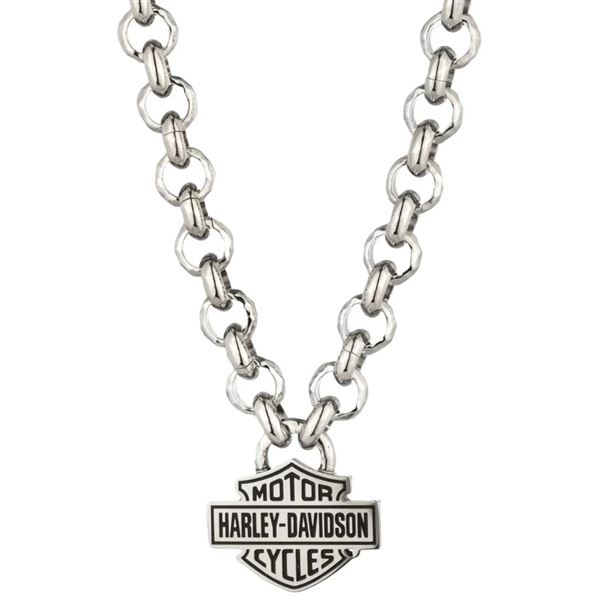 Harley-Davidson pánský náhrdelník Bar & Shield Thick Link Chain – Stříbrná – 34N00344