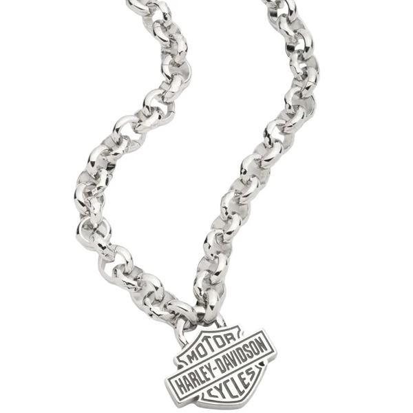 Harley-Davidson pánský náhrdelník Bar & Shield Thick Link Chain – Stříbrná – 34N00344