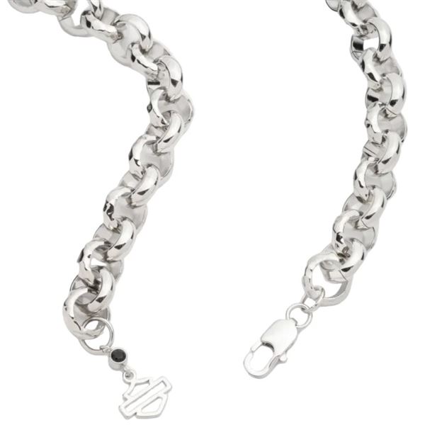 Harley-Davidson pánský náhrdelník Bar & Shield Thick Link Chain – Stříbrná – 34N00344