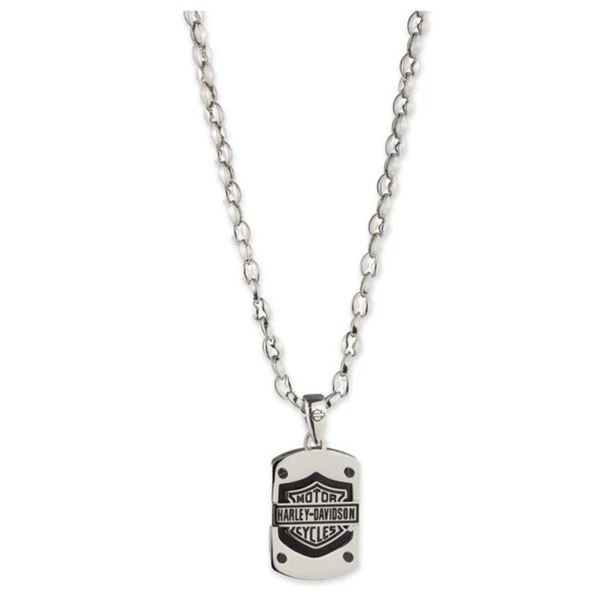 Harley-Davidson pánský náhrdelník s příveskem Bar & Shield – Stříbrná – 34N00371