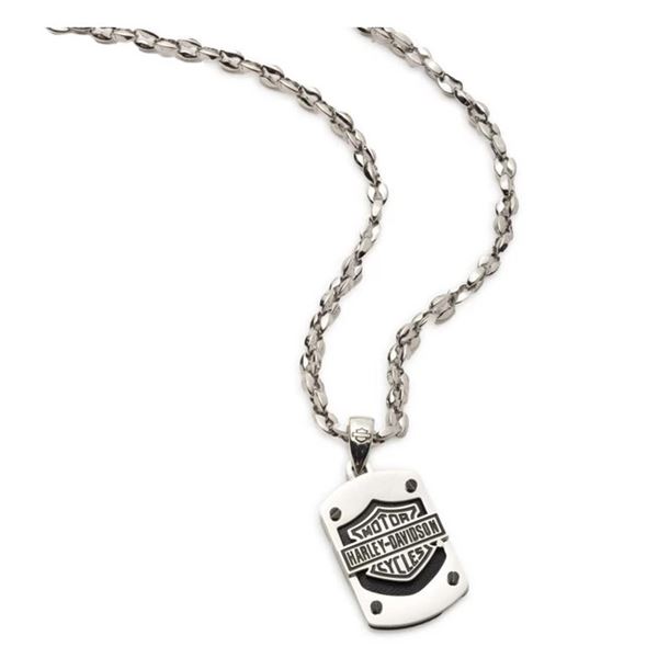Harley-Davidson pánský náhrdelník s příveskem Bar & Shield – Stříbrná – 34N00371
