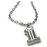 Harley-Davidson pánský náhrdelník s příveskem #1 Willie G – Černá emailová detail – 34N00377