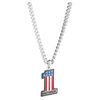 Harley-Davidson pánský náhrdelník s příveskem #1 RWB – Stříbrná – 34N00378