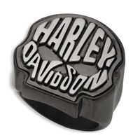 Harley-Davidson pánský prsten Willie G Skull – Stříbrná/Černá – 34R0068