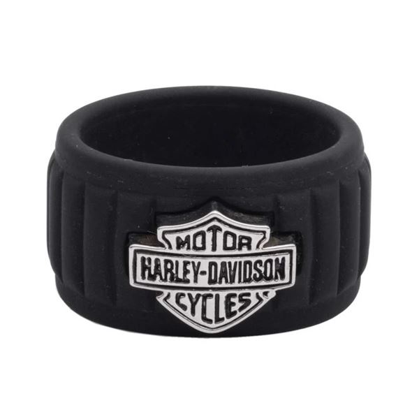 Harley-Davidson pánský silikonový prsten Bar & Shield – Černá – 34R070