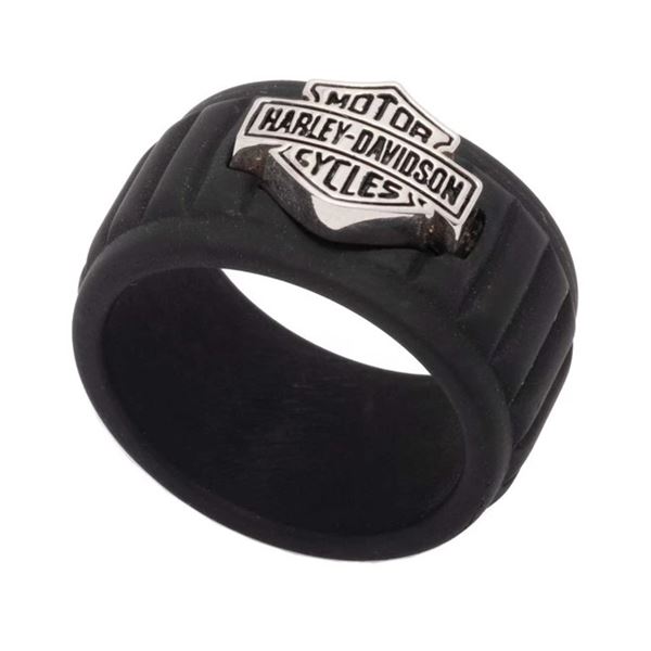 Harley-Davidson pánský silikonový prsten Bar & Shield – Černá – 34R070