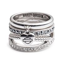 Harley-Davidson dámský prsten Bar & Shield Heart Chain – Stříbrná – 34R0072
