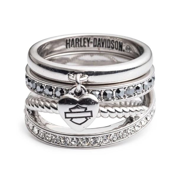 Harley-Davidson dámský prsten Bar & Shield Heart Chain – Stříbrná – 34R0072