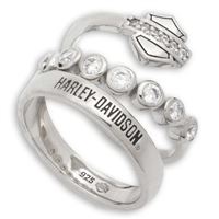 Harley-Davidson dámský prsten Crystal Bar & Shield Faux Stack – Stříbrná 925 – 34R0078