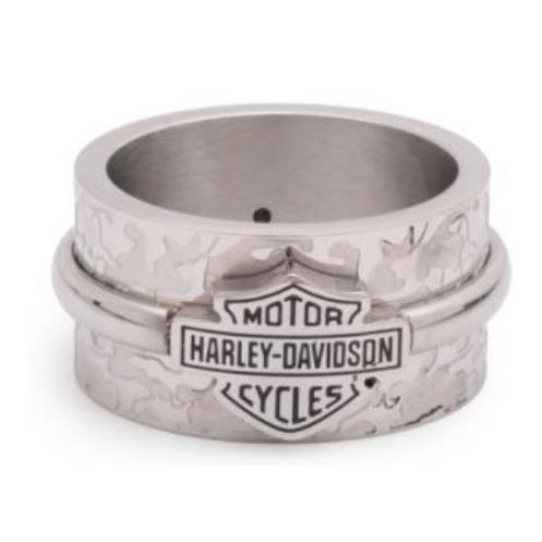 Harley-Davidson pánský prsten Bar & Shield Etched Camo – Stříbrná – 34R069