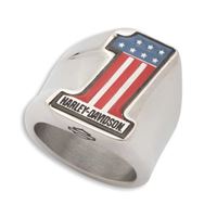 Harley-Davidson pánský prsten #1 RWB USA – Stříbrná – 34R0068