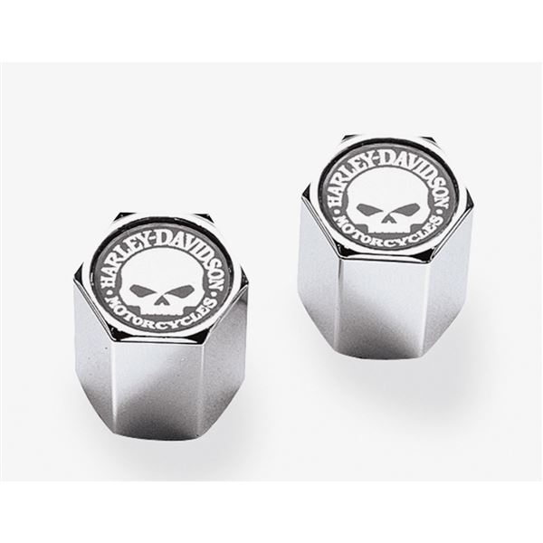 Harley-Davidson čepičky ventilků Skull – chrom – 41171-03