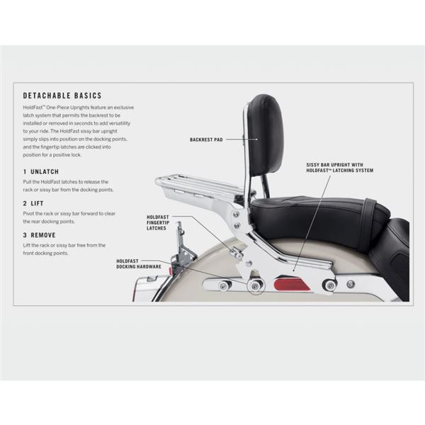 Harley-Davidson HoldFast Sissy Bar Upright – Short – lesklá černá 52300435