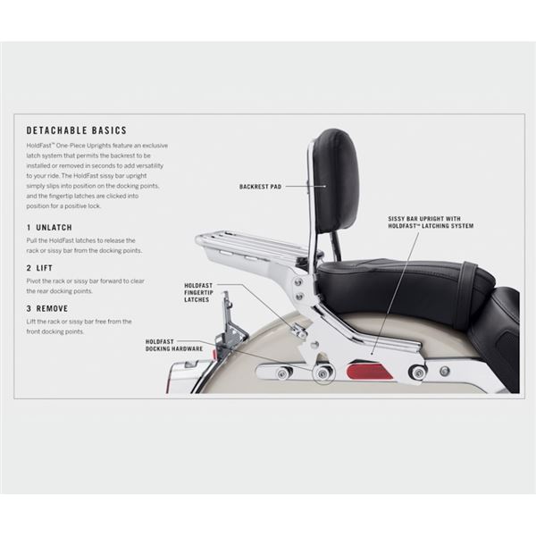 Chromovaný HoldFast sissy bar – standardní výška 52300437