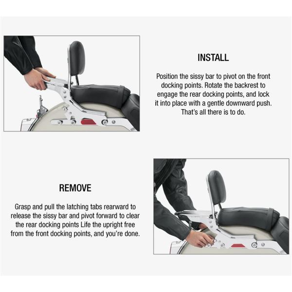 Harley-Davidson HoldFast Sissy Bar Upright – Standard Height – Gloss Black OEM 52300439