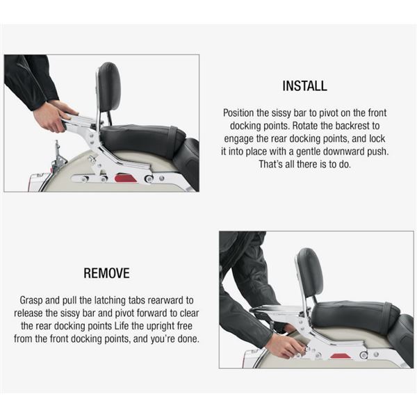 Krátký Hold Fast sissy bar v lesklé černé - 52300441