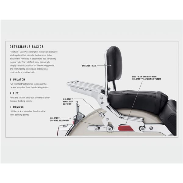 HoldFast™ Sissy Bar Upright – Standard Height  Black 52300446