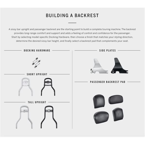 Harley-Davidson Smooth & Top Stitched Medium Low Backrest Pad 52626-04