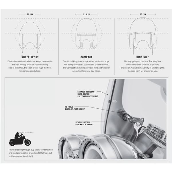 Harley-Davidson® Detachables Wind Splitter Vented Windshield – 57400159