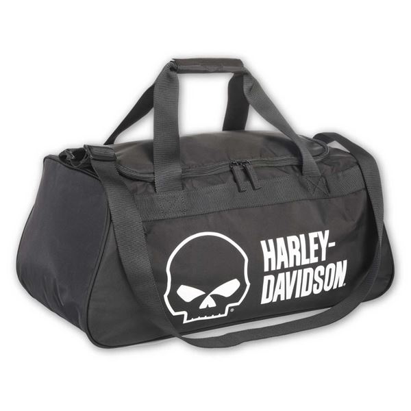 DEALER EXCLUSIVE Cestovní taška Harley Willie G Skull s boční kapsou na boty – 90331
