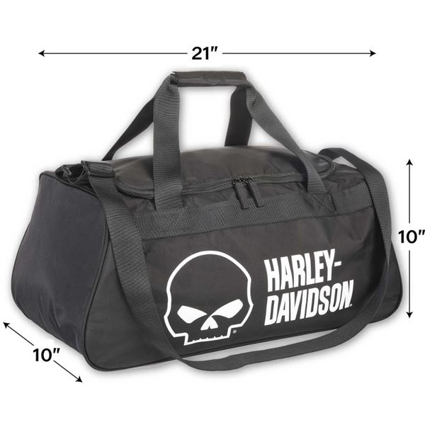 DEALER EXCLUSIVE Cestovní taška Harley Willie G Skull s boční kapsou na boty – 90331
