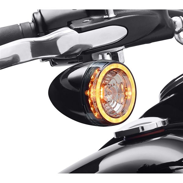 Přední LED vložky směrovek Harley-Davidson – Kouřové/Jantarové – 2 ks – 67801186