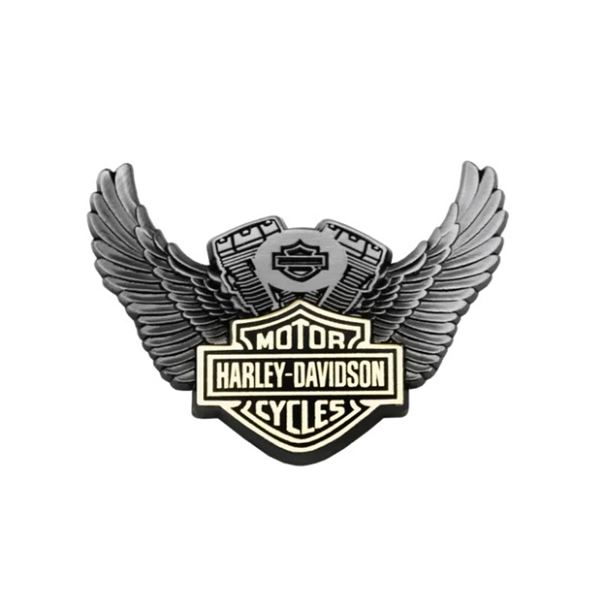 Odznak Harley-Davidson Winged Motor – 3,8 cm – Starý nikl/Zlatá – 682608009281