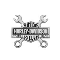 Odznak Harley-Davidson Bar & Shield Wrench – 3,8 cm – Nikl/Černá – 682608009496