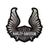 Harley-Davidson 5,5" Winged Bar & Shield nášivka – Černá/Šedá/Bílá – 682608012946