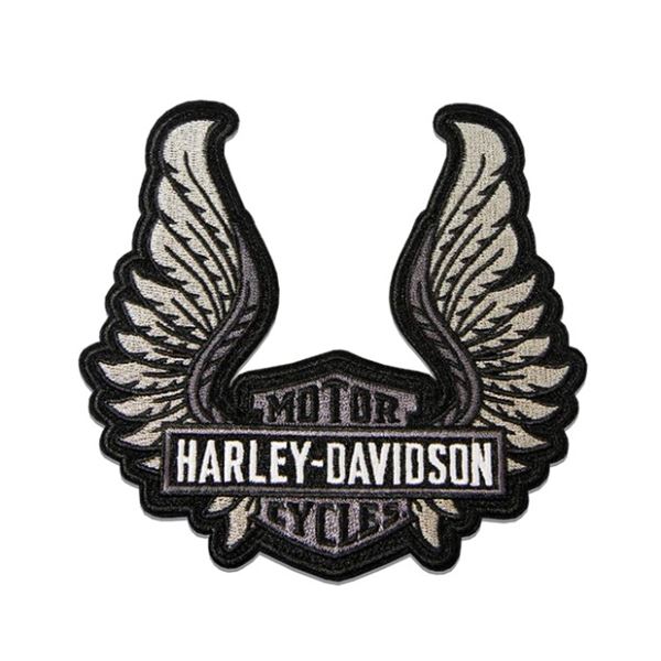 Harley-Davidson 5,5" Winged Bar & Shield nášivka – Černá/Šedá/Bílá – 682608012946