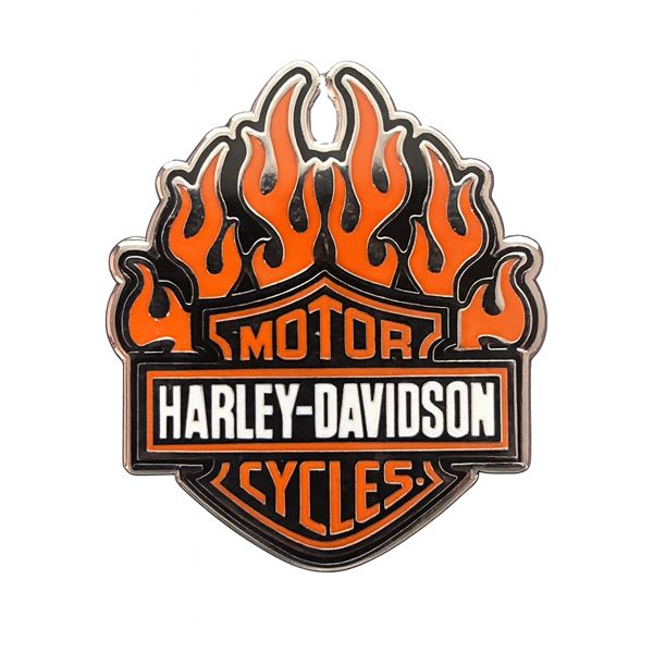 Odznak Harley-Davidson Firestarter – 3,2 cm – Černý nikl/Oranžová – 682608016708