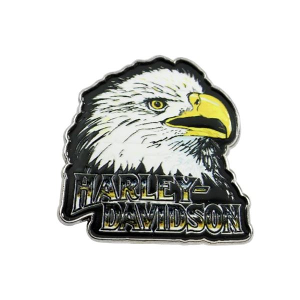 Kovový pin – americký orel s Harley-Davidson textem - 682608019051
