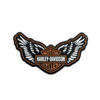 Odznak Harley-Davidson Winged Shield – 3,8 cm – Černá/Oranžová – 682608019075