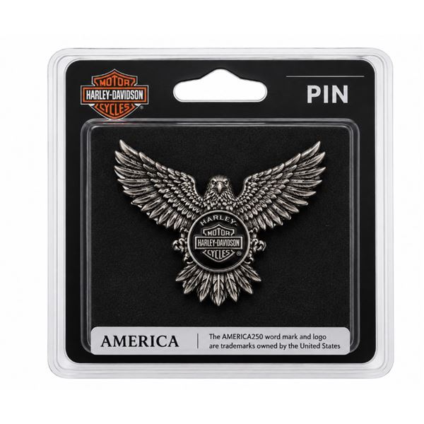 Odznak Harley-Davidson America 250 Orel s logem Bar & Shield  nikl – 682608019679