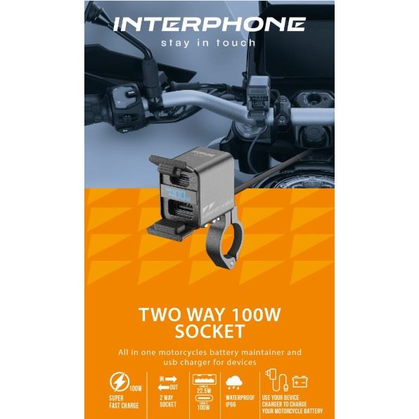 USB/USB-C 100W Obousměrná Zásuvka – Motocyklová Nabíječka
