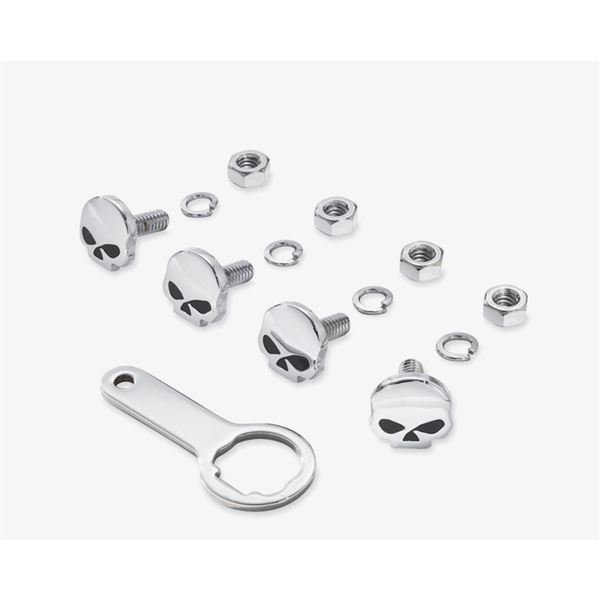 Harley-Davidson šrouby pro uchycení SPZ – Skull – chrom – 94546-05