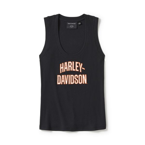 Dámské tílko Harley-Davidson Essential Arched Font Ribbed černé 96457-25VW